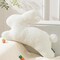 Happy Easter Bunny Shaped Throw Pillow, Plush Boucle Jumping Rabbit Cushion Sherpa Easter Decorative Pillow for Couch Living Room Bed, Off White, 14.5 x 21.5 inches